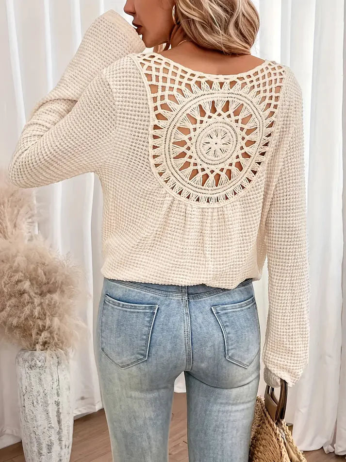 Vrouwen Wafel Lange Mouw Top | Wiliannne Top