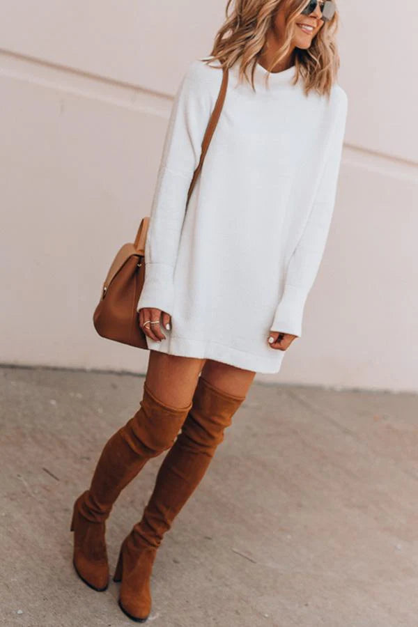 Casual Sweaterjurk met Hoge Hals | Walja Jurk