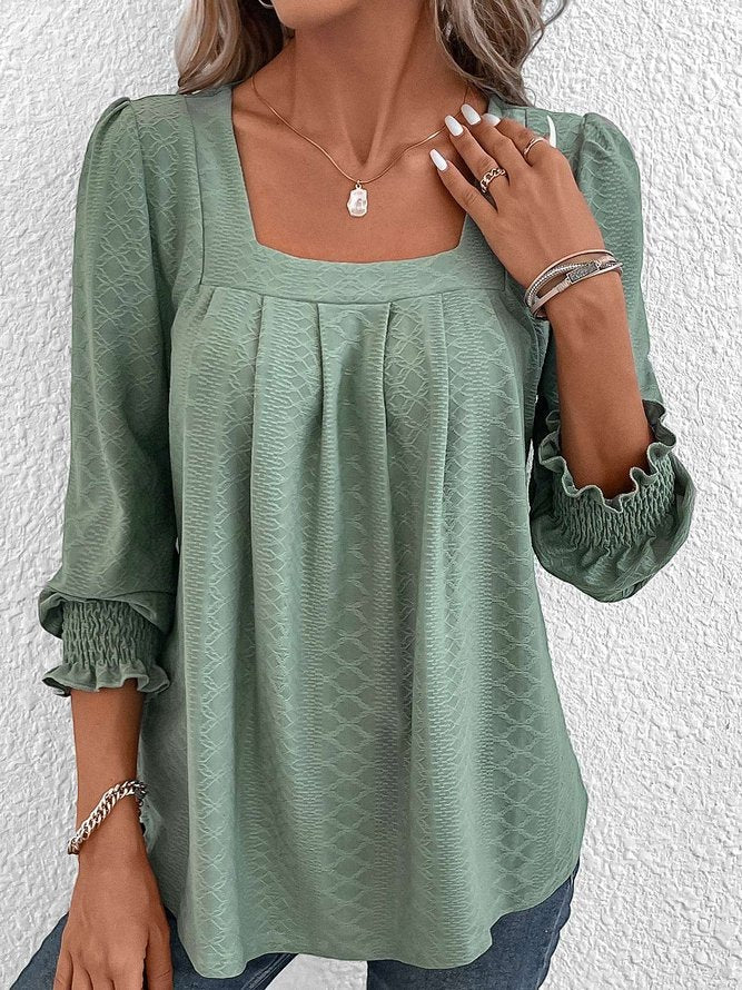Katoenen Blouse met Vierkante Halslijn | Sabrine Bloes