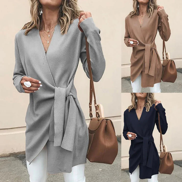 Lange Mouw Wrap-Up Vest met Riem | Angie Vest