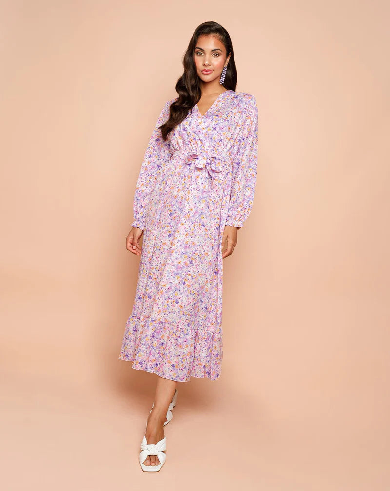 Jurk Met Bloemen patroon | Lila