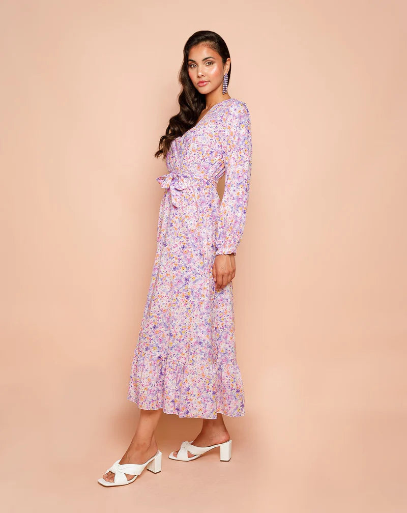 Jurk Met Bloemen patroon | Lila