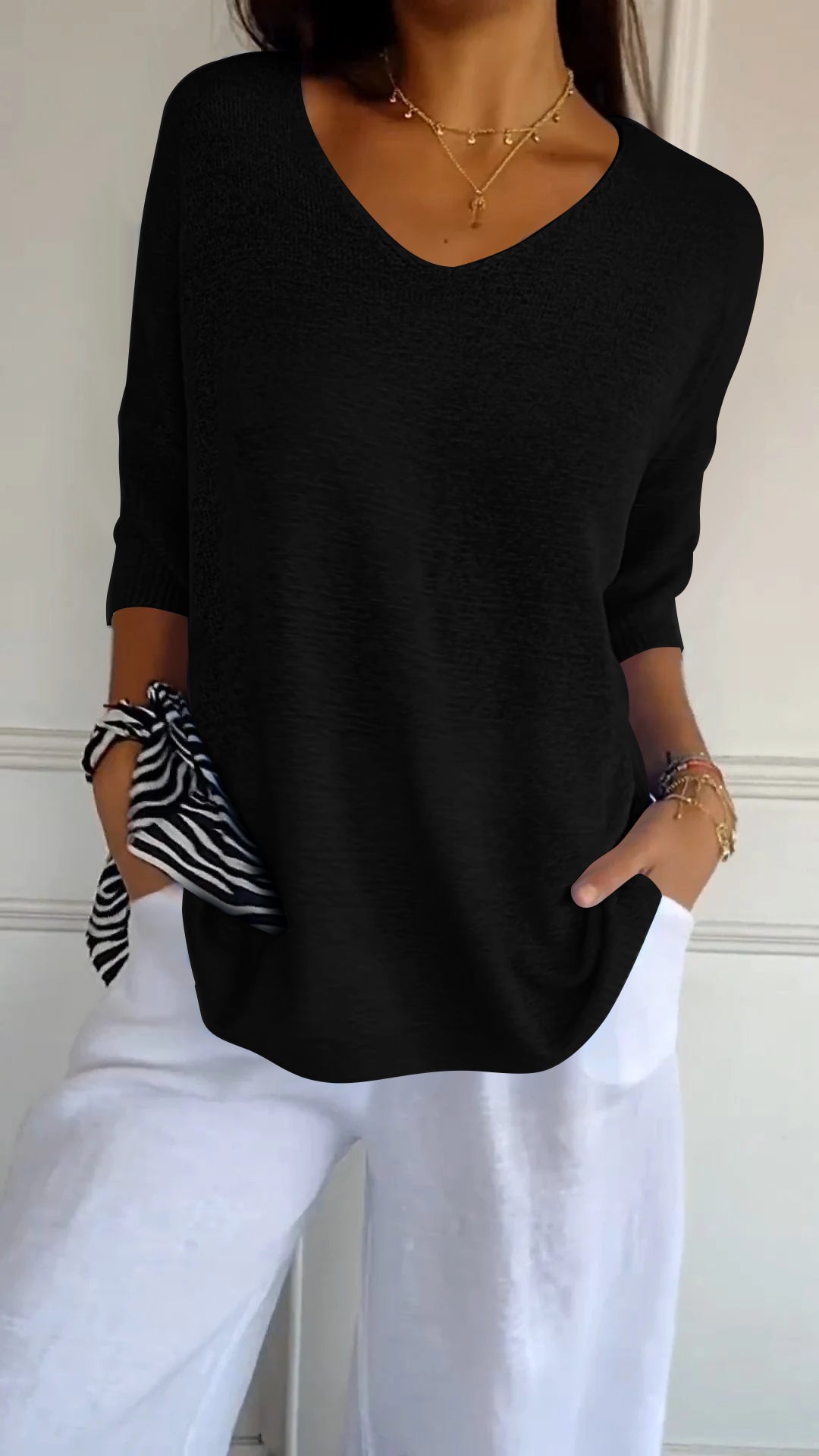 Gebreide Shirt met V-Hals | Maya