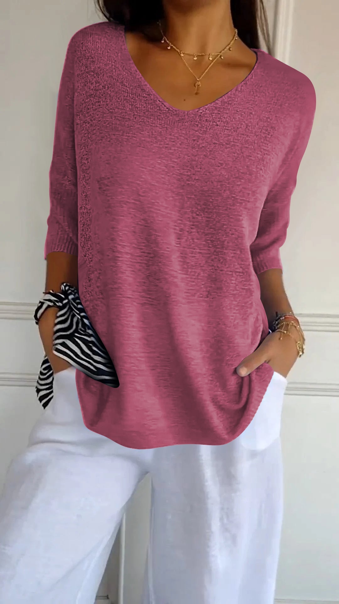 Gebreide Shirt met V-Hals | Maya