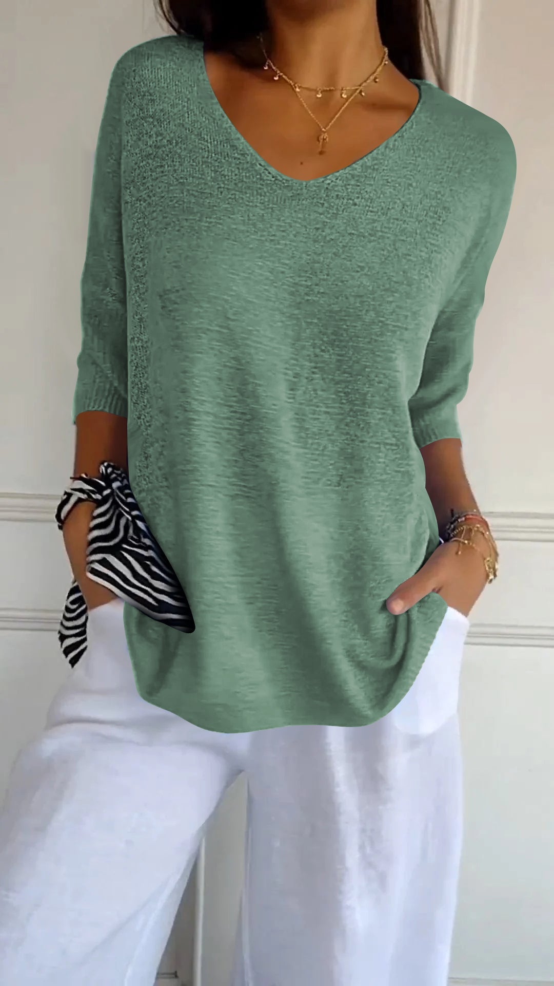 Gebreide Shirt met V-Hals | Maya
