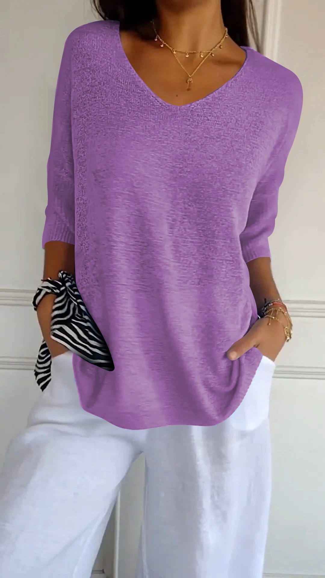 Gebreide Shirt met V-Hals | Maya