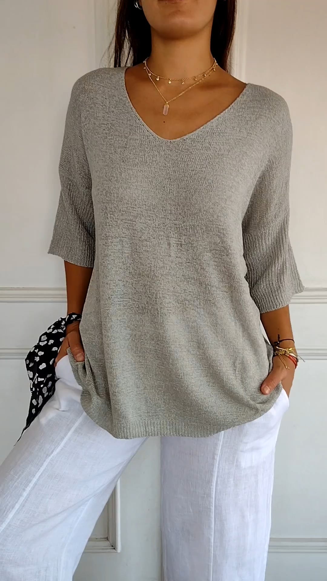 Gebreide Shirt met V-Hals | Maya