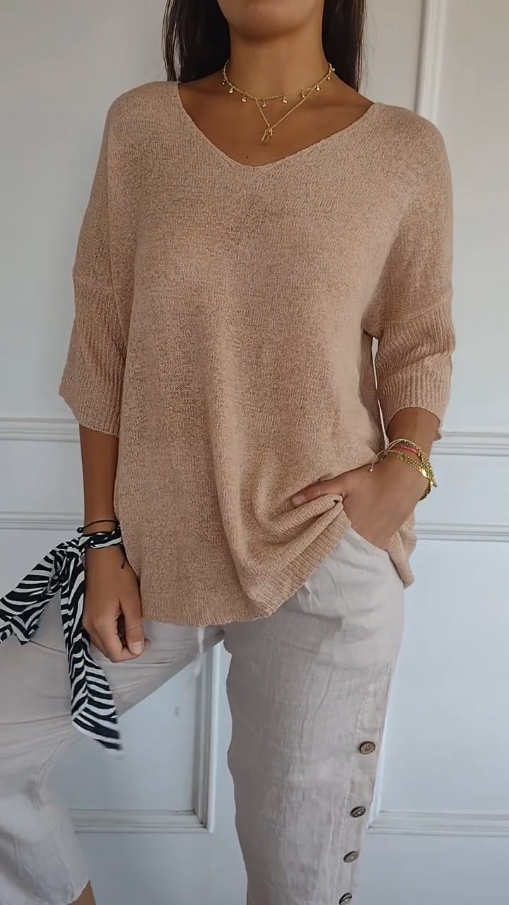 Gebreide Shirt met V-Hals | Maya