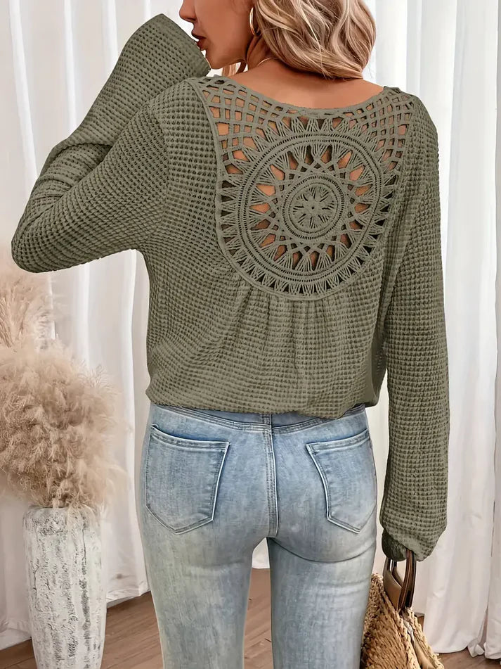 Vrouwen Wafel Lange Mouw Top | Wiliannne Top