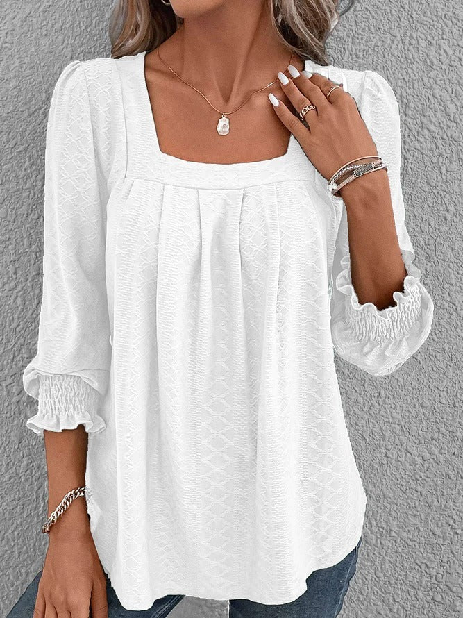 Katoenen Blouse met Vierkante Halslijn | Sabrine Bloes
