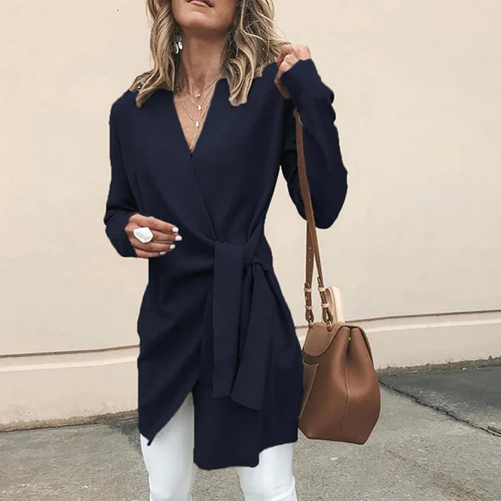 Lange Mouw Wrap-Up Vest met Riem | Angie Vest