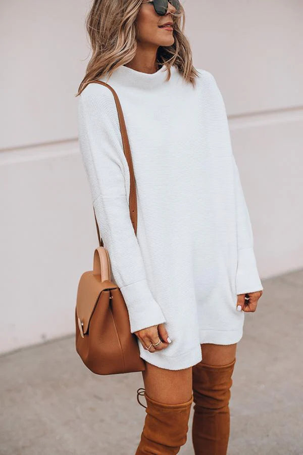 Casual Sweaterjurk met Hoge Hals | Walja Jurk