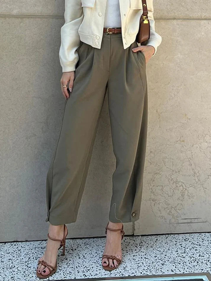 Broek met Hoge Taille en Rijgkoord | Una Broek