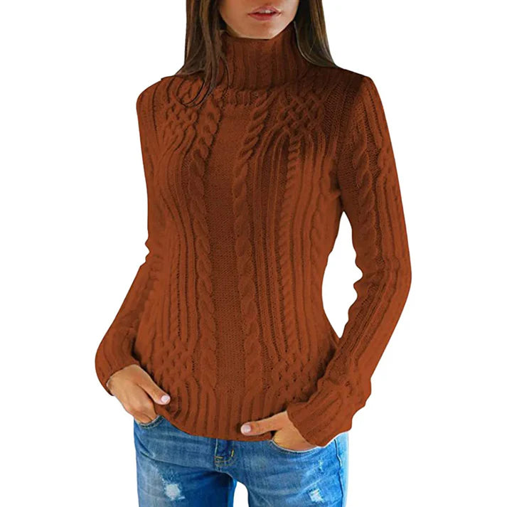 Vrouwen kabelgebreide turtleneck trui | Yelry Trui