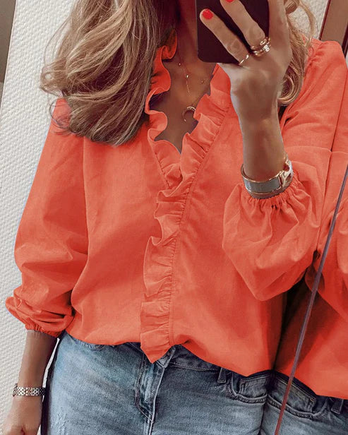 Effen Blouse met Pofmouwen | Emma