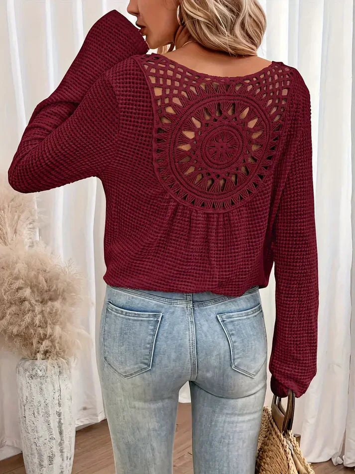 Vrouwen Wafel Lange Mouw Top | Wiliannne Top