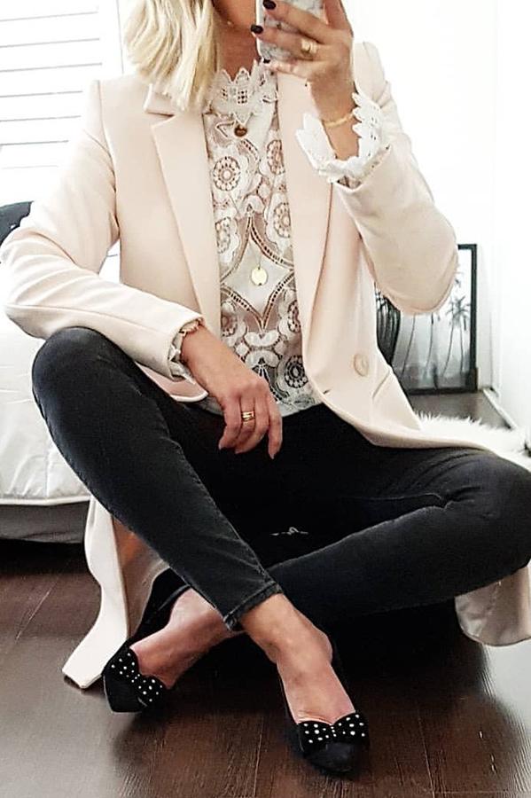 Lange Mouw Kanten Top | Wioleta Top