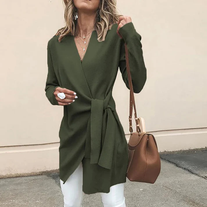 Lange Mouw Wrap-Up Vest met Riem | Angie Vest