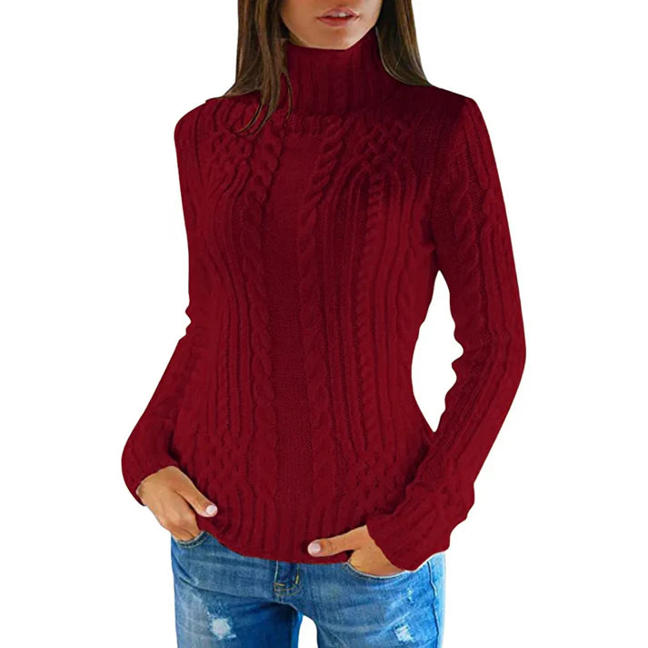 Vrouwen kabelgebreide turtleneck trui | Yelry Trui