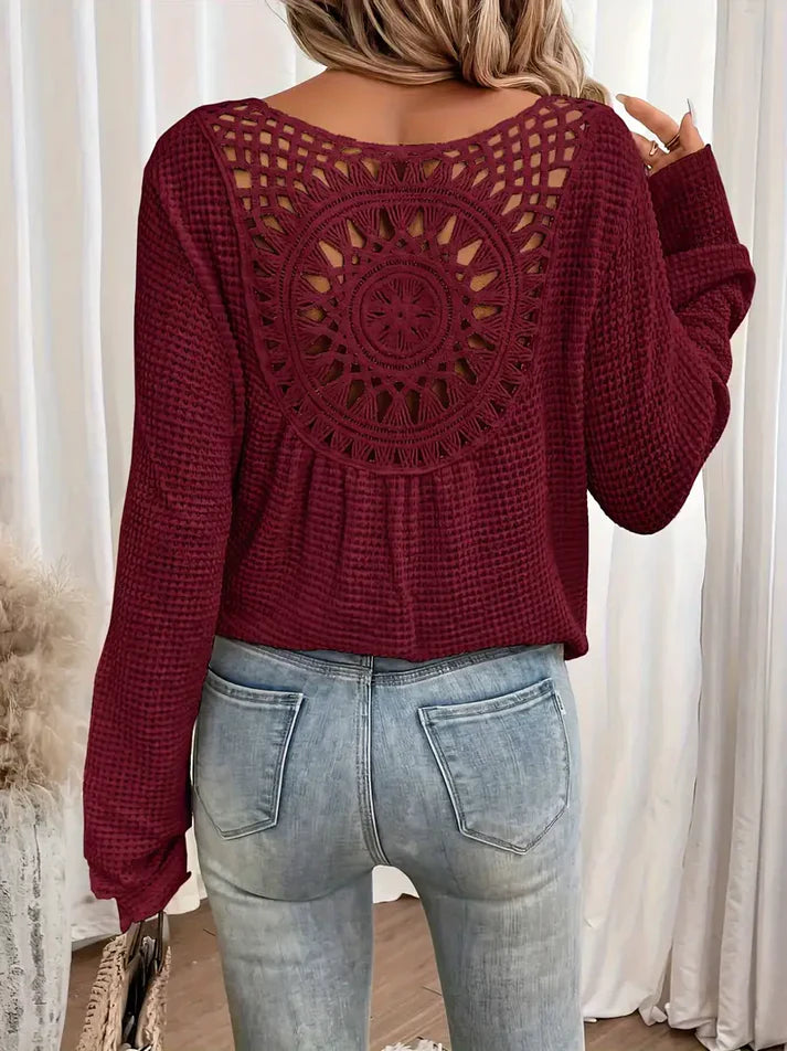 Vrouwen Wafel Lange Mouw Top | Wiliannne Top