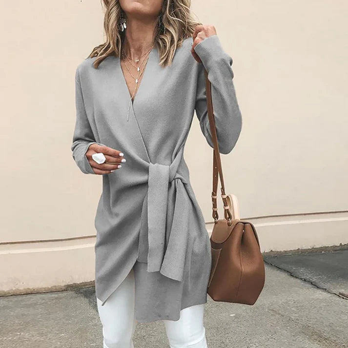 Lange Mouw Wrap-Up Vest met Riem | Angie Vest