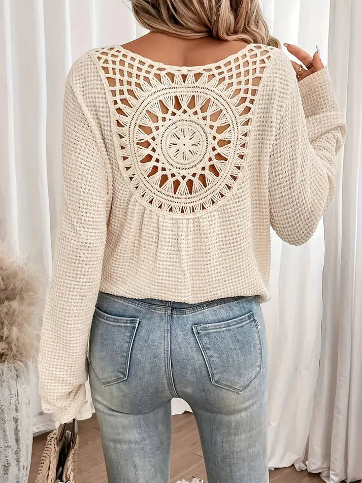Vrouwen Wafel Lange Mouw Top | Wiliannne Top