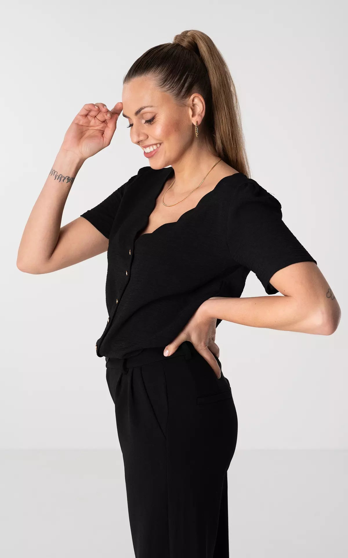 Top met V-hals en Knoopjes | Maria