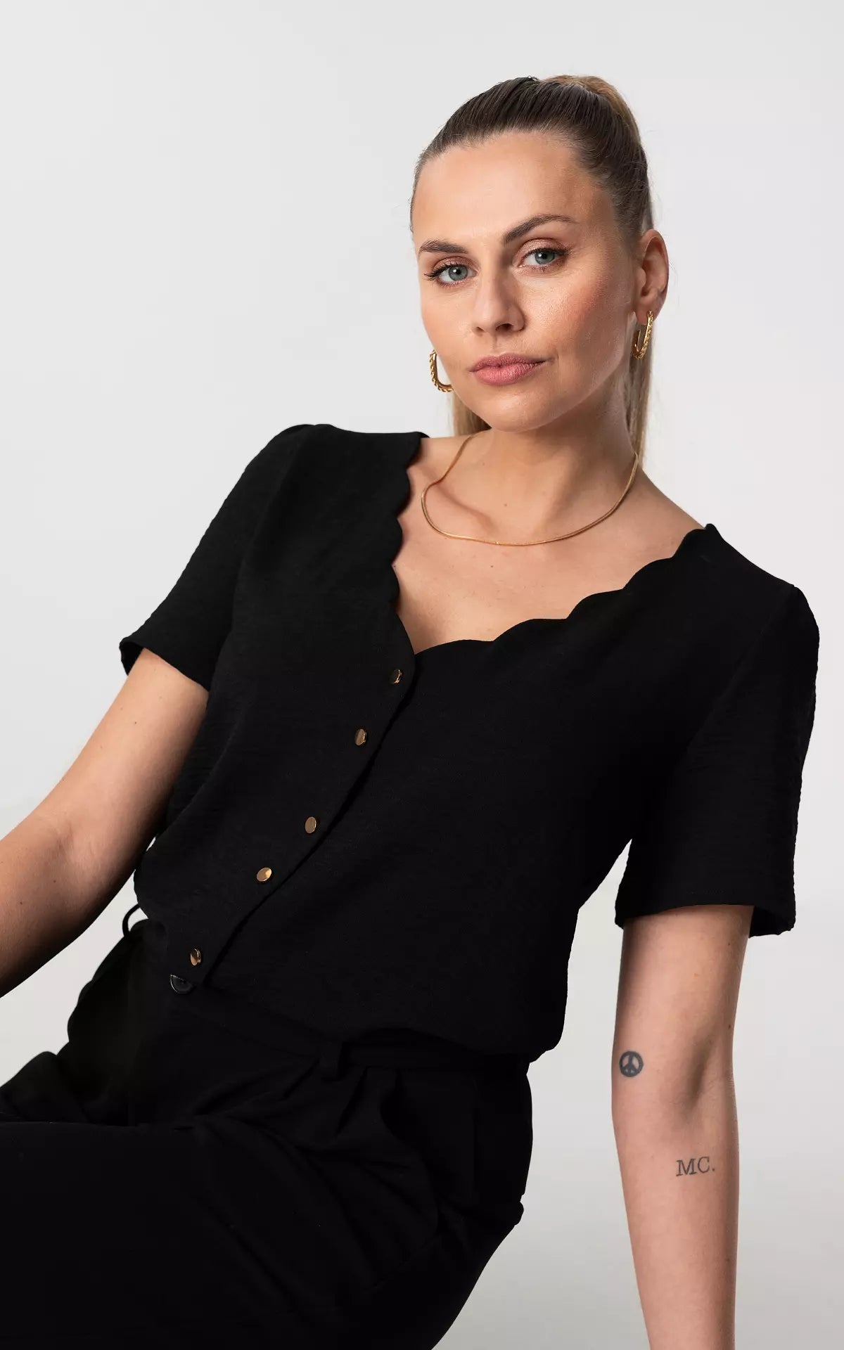 Top met V-hals en Knoopjes | Maria