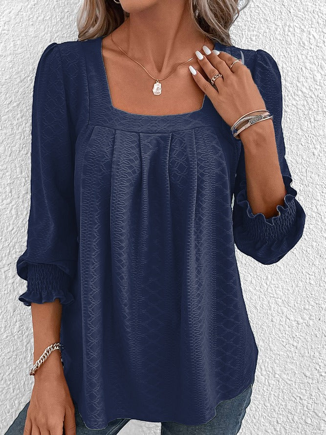 Katoenen Blouse met Vierkante Halslijn | Sabrine Bloes