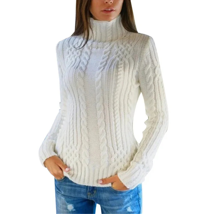 Vrouwen kabelgebreide turtleneck trui | Yelry Trui