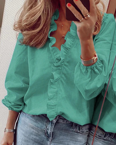Effen Blouse met Pofmouwen | Emma