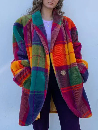 Oversized Ruitjesjas met Kleurrijk Design | Wilbeth Jas