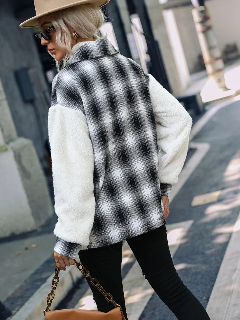 Fleece Geruite Jas | Celestine Jas