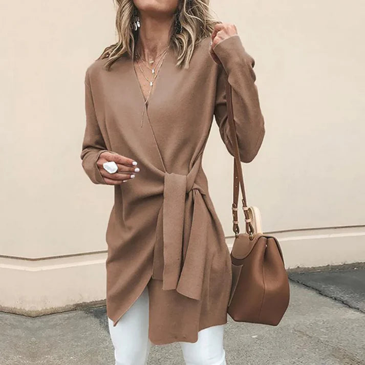 Lange Mouw Wrap-Up Vest met Riem | Angie Vest