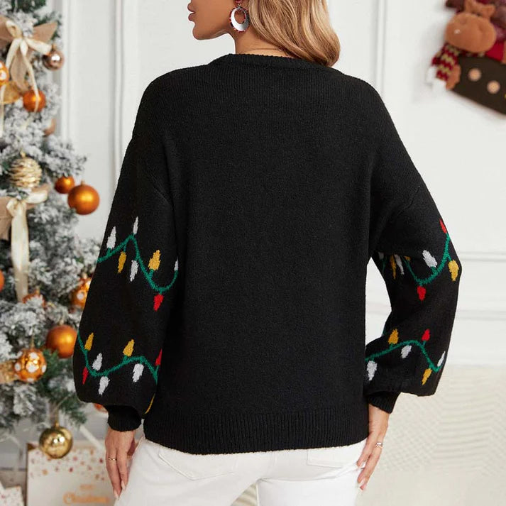 Vrouwen kerstlichtjespatroon trui | Xydrine Trui