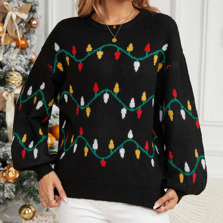 Vrouwen kerstlichtjespatroon trui | Xydrine Trui
