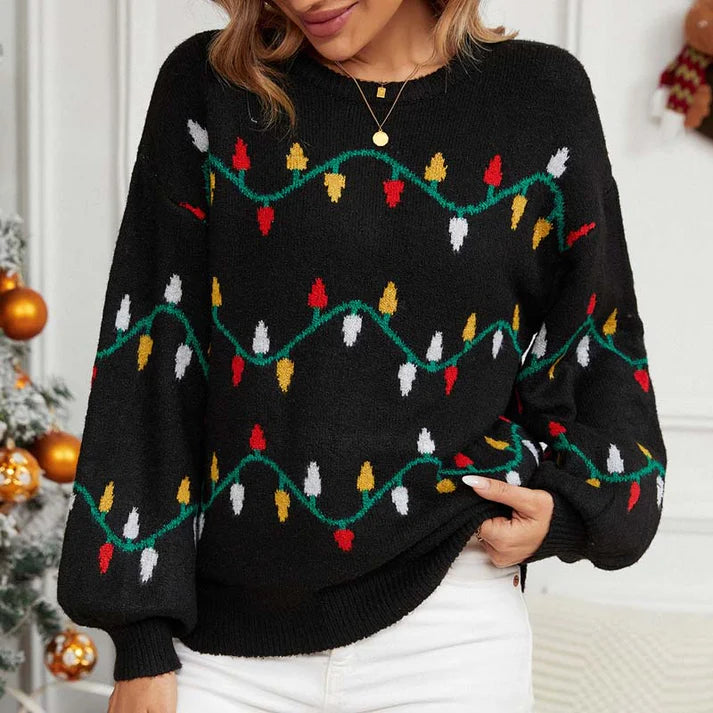Vrouwen kerstlichtjespatroon trui | Xydrine Trui