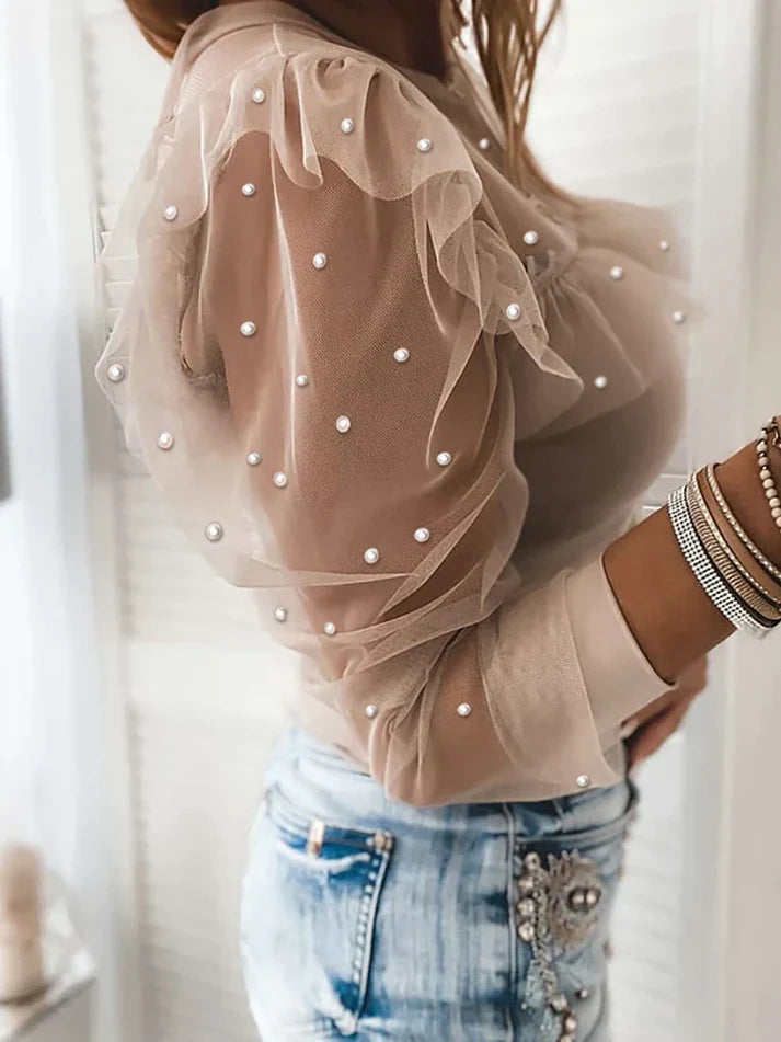 Vrouwen Parel Mesh Top | Thida Top