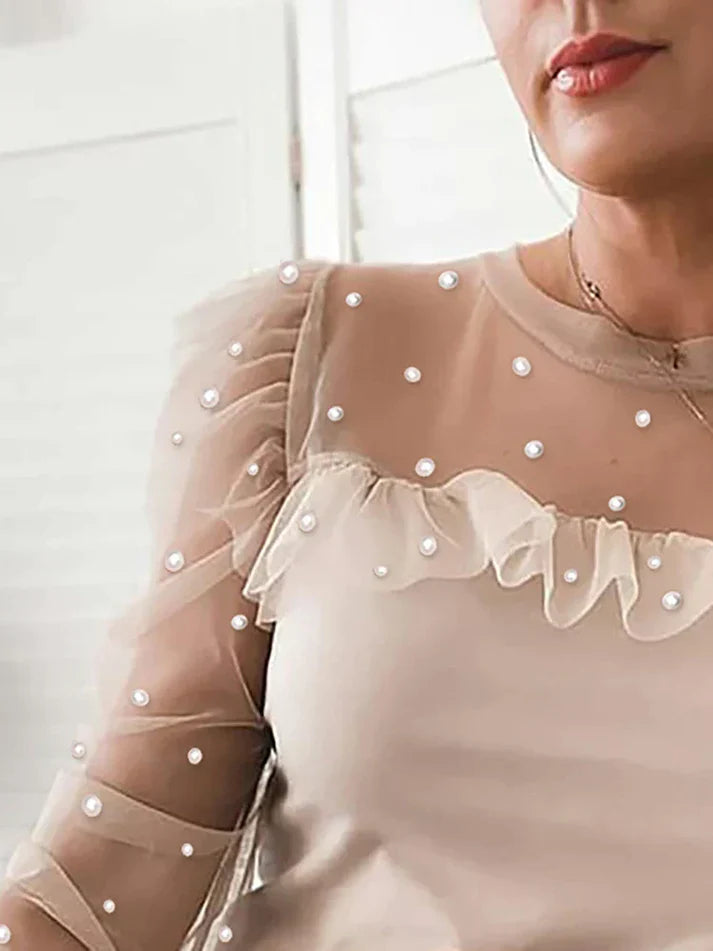 Vrouwen Parel Mesh Top | Thida Top
