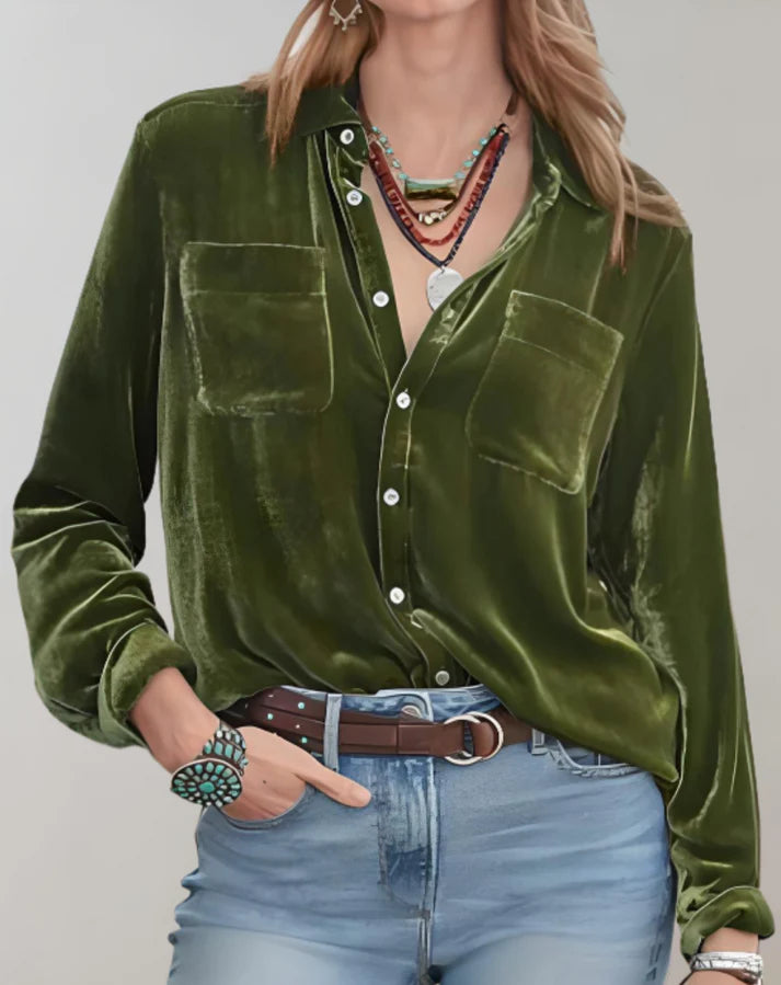 Casual fluwelen polo voor dames met lange mouwen | Orlina Polo