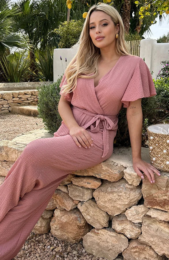 Elegante Jumpsuit met V-Hals en Strikceintuur