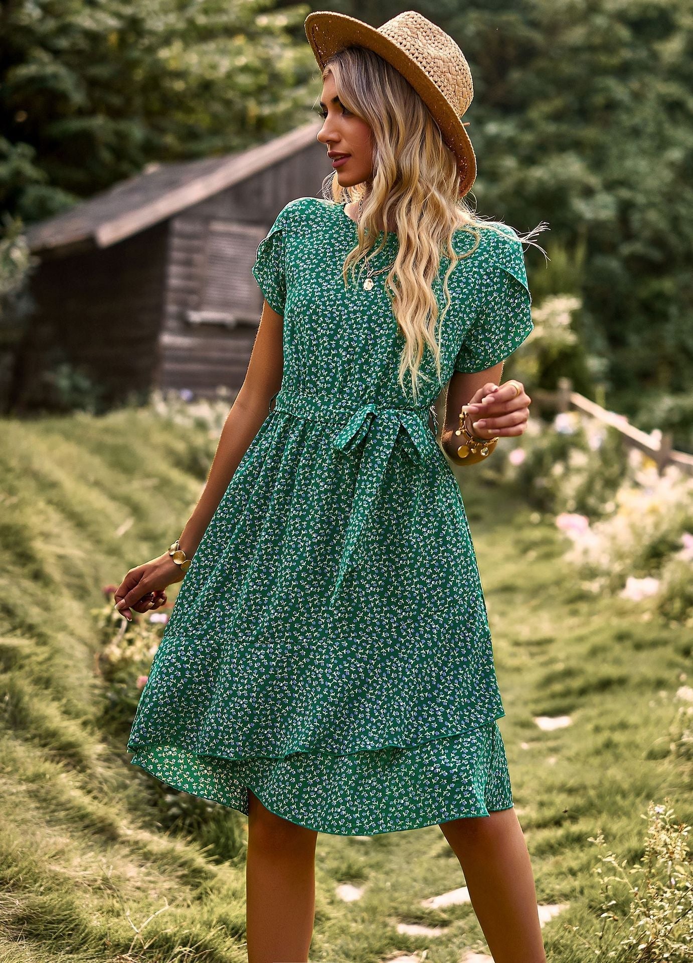 Luxe Midi Jurk met Tailleband | Mare