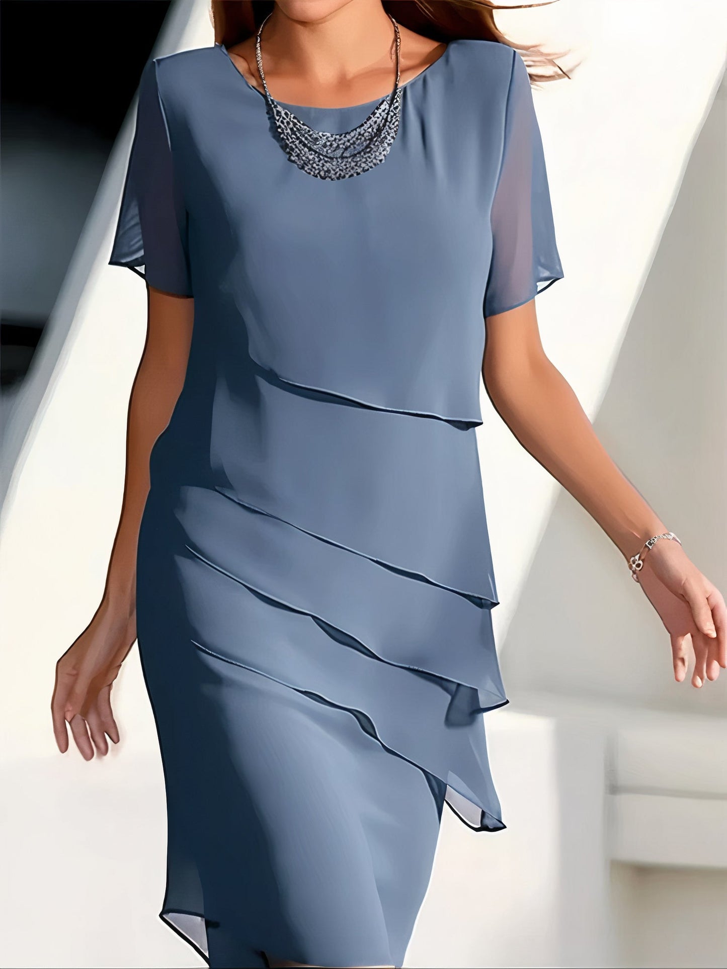 Geplooide jurk van chiffon | Alesa