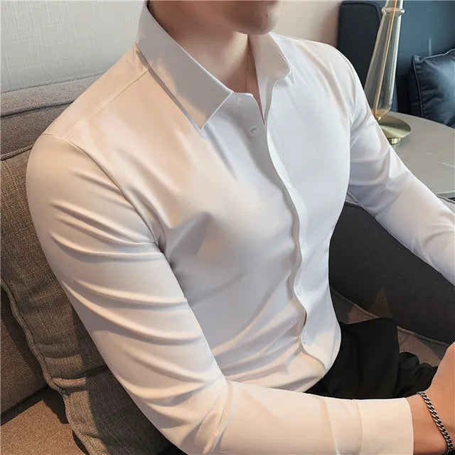Heren Naadloos Stretch Button-Up Overhemd | Wael Shirt