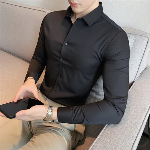 Heren Naadloos Stretch Button-Up Overhemd | Wael Shirt
