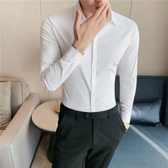 Heren Naadloos Stretch Button-Up Overhemd | Wael Shirt