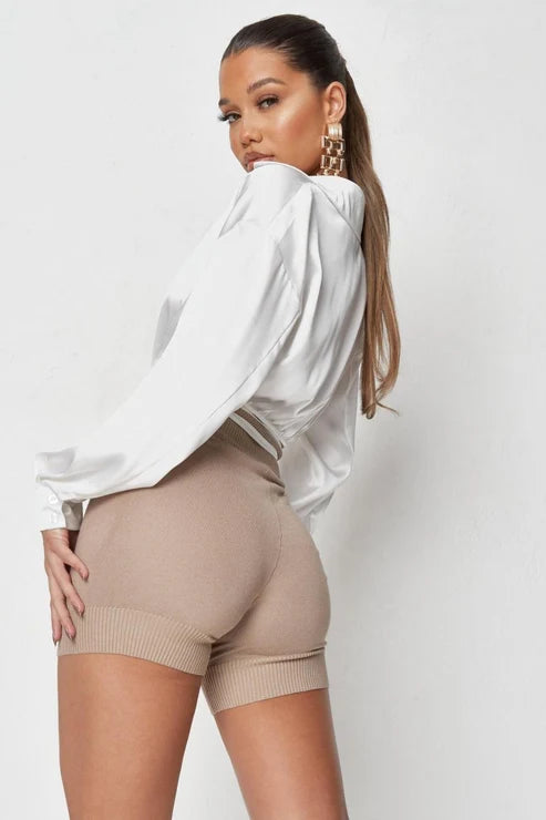 Witte Satijnen Shirt | Ellie