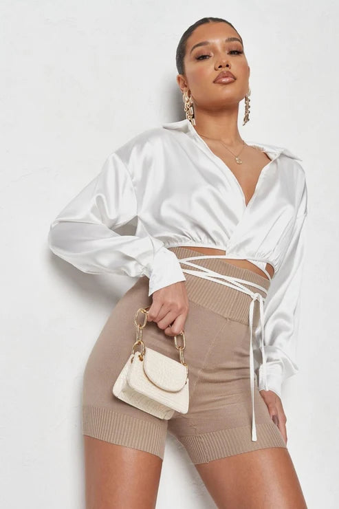Witte Satijnen Shirt | Ellie