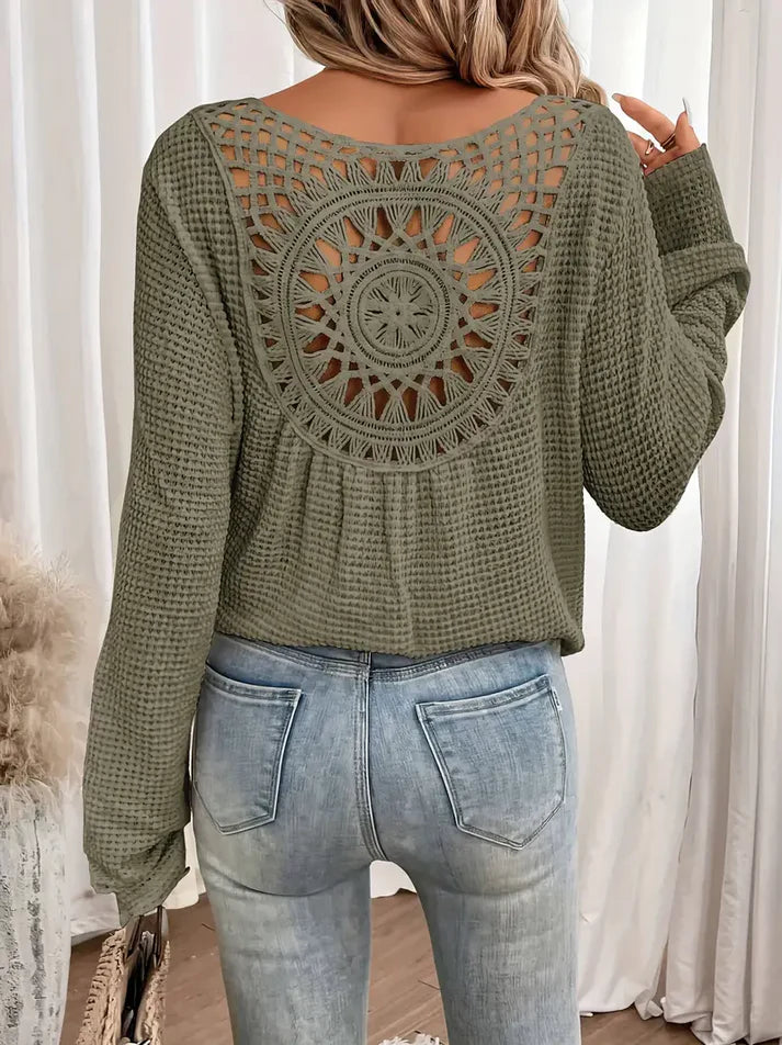 Vrouwen Wafel Lange Mouw Top | Wiliannne Top