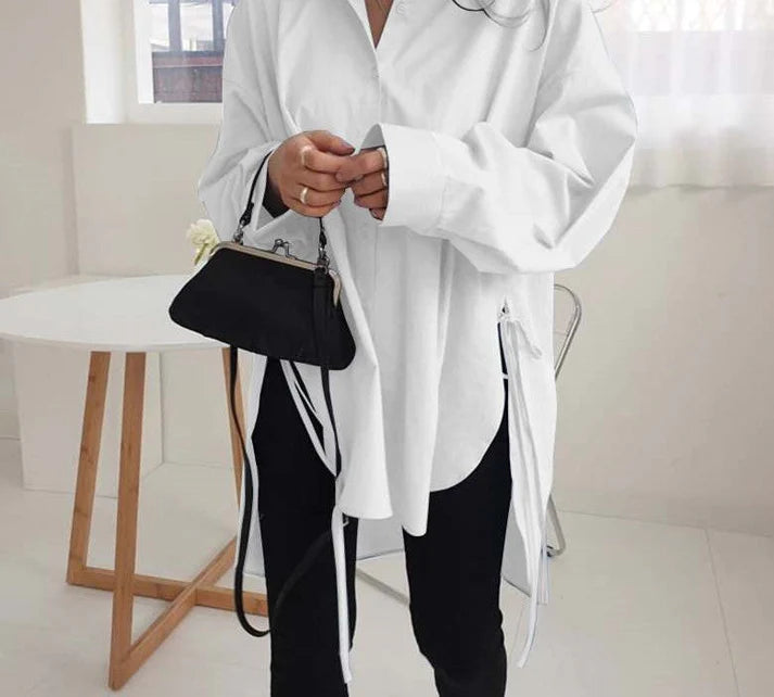 Oversized Lange Mouw Knoop Blouse | Udyta Bloes